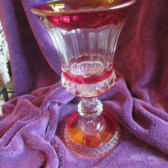 Anchor Hocking Kitchen Anchor Hocking Candle Holder Bud Vase Beautiful Red With Crystal Base